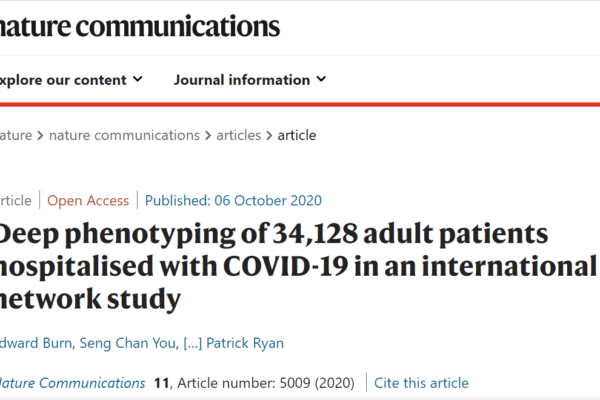EHDEN Partners collaborate within OHDSI on COVID-19: new paper in Nature on deep phenotyping of COVID-19 patients